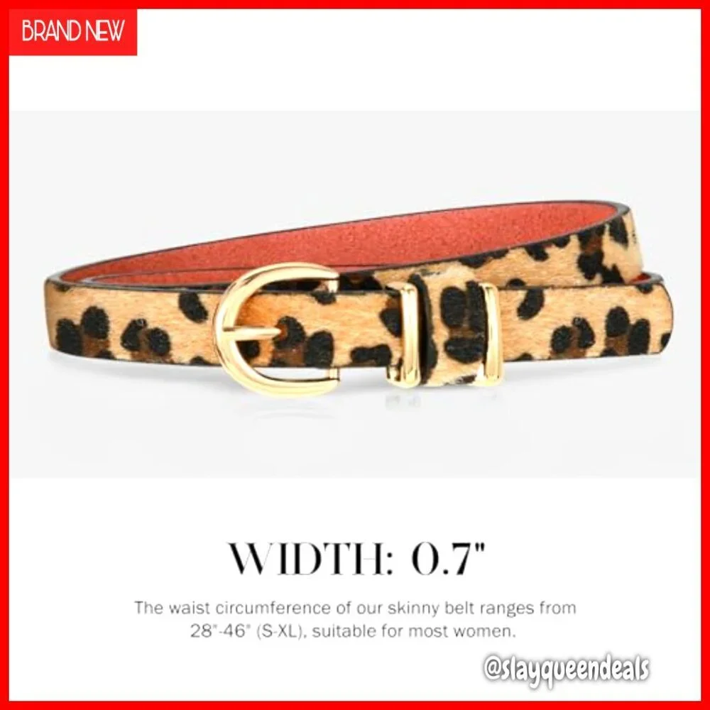 Skinny Faux Leather Belt Gold Buckle 0.7